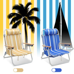 Sekey Faltbarer Aluminium-Strandstuhl mit verstellbarer Rückenlehne & Teakholz-Armlehnen – mit Kühltasche & Zubehör Sekey