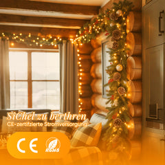 Salcar LED Lichterkette Warmweiß, 100/200/300 LEDs, 16m/32m/48m, 31V, 8 Modi, Timer & Memory, IP44 Wasserdicht, Weihnachtsbeleuchtung Außen Innen
