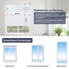 Sekey Plissee ohne Bohren – Verdunkelungsplissee mit glatter, sichtlochfreier Vorderseite, flexibel von oben & unten verstellbar