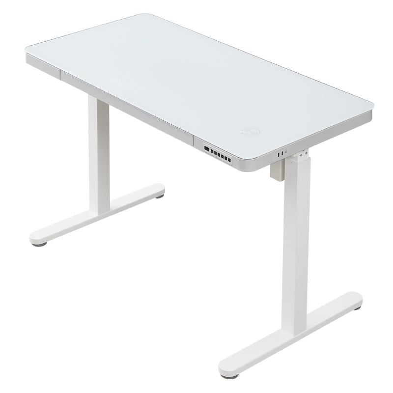 KOWO 120 cm Glass Electric Height Adjustable Desk with Drawers and Wireless Charging, Mobilo