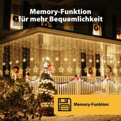 Salcar 2 x 1 m LED Lichtervorhang mit 12 Sternen, 138 LEDs, 31V GS-zertifizierte Stromversorgung