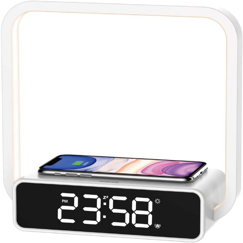 WILIT B18 12W LED bedside lamp, with 3 brightness levels, with 5W wireless charging function, with alarm clock