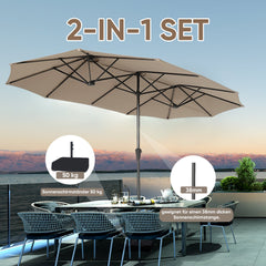 Sekey Sonnenschirm 400 x 220 cm Doppel Sonnenschirm mit Ständer Doppelsonnenschirm Garten Sekey