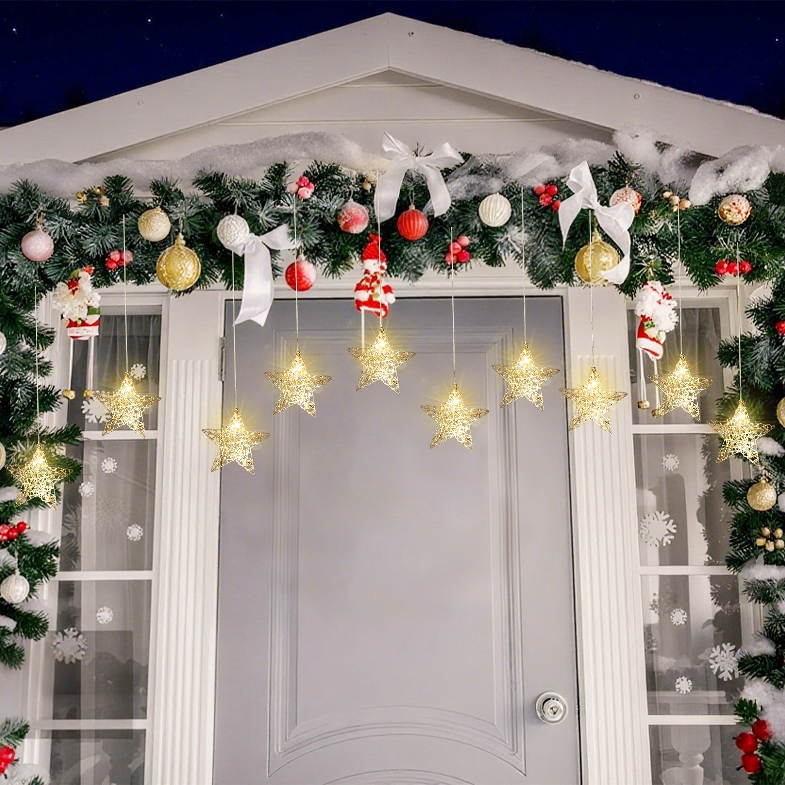 SALCAR LED-Sterne 3er-Set Ø15 cm – Warmweiße Fensterdeko mit Netzstecker & Timer, Superhelle LEDs, Weihnachtsdeko für Innen & Außen