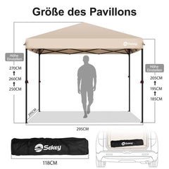 Sekey 3x3 m folding gazebo with 4 side panels and 4 sandbags