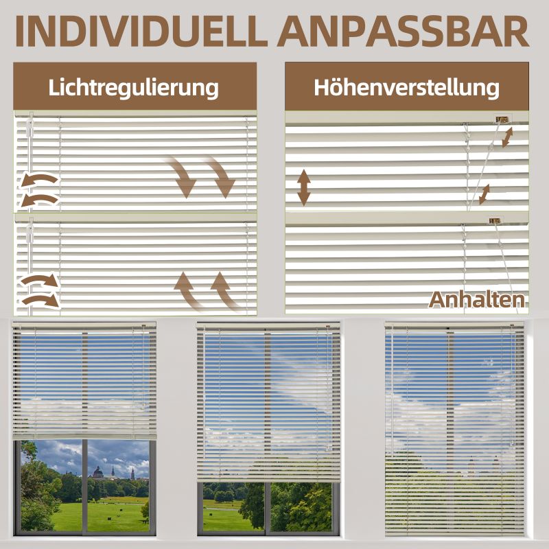 Sekey aluminium blinds without drilling, 25mm aluminium slats, cream