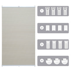 Sekey Wabenplissee ohne Bohren 100 % Verdunkelung, blickdichtes Klemmfix Plissee in Textiloptik, Beige