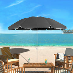 Sekey Sonnenschirm Ø 180 cm Rund Strandschirm Balkonschirm mit Tragetasch und Bodenhülse Sekey