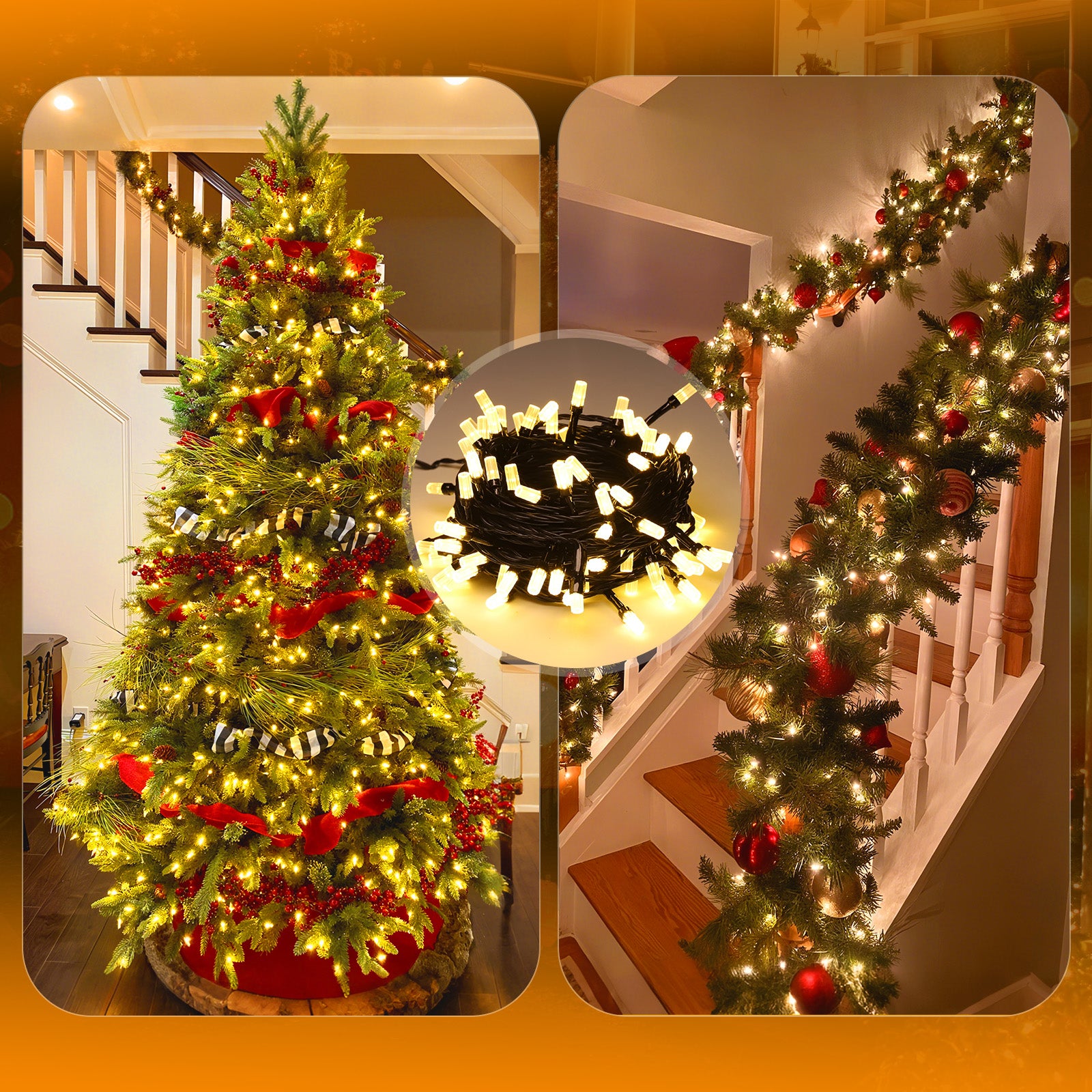 SALCAR LED Lichterkette Warmweiß, 100/200/300 LEDs, 16m/32m/48m, 31V, 8 Modi, Timer & Memory, IP44 Wasserdicht, Weihnachtsbeleuchtung Außen Innen