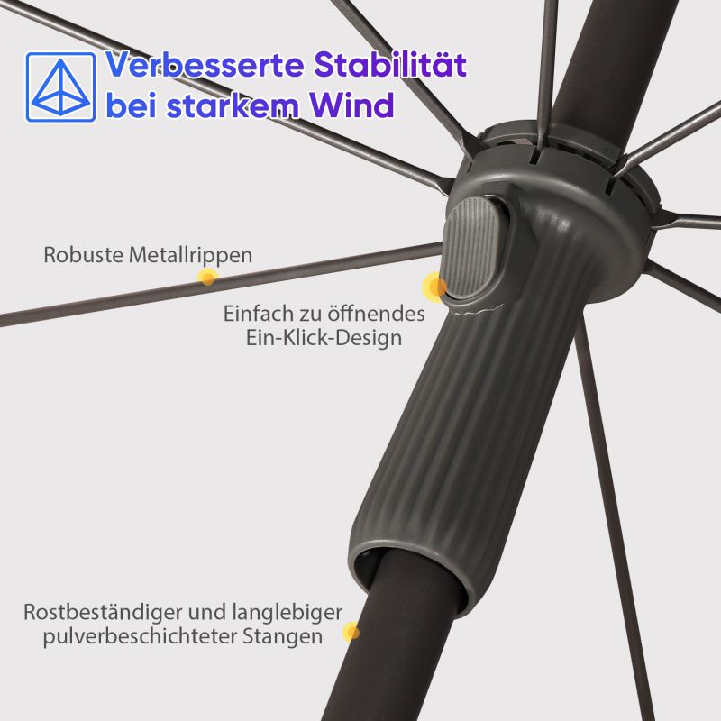 Sekey 200 cm Sonnenschirm mit Schutzhülle, Sonnenschutz UV50+