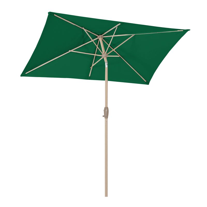 Sekey 210 x 140 cm aluminum parasol with crank, sun protection UV50+, made of wood-metal