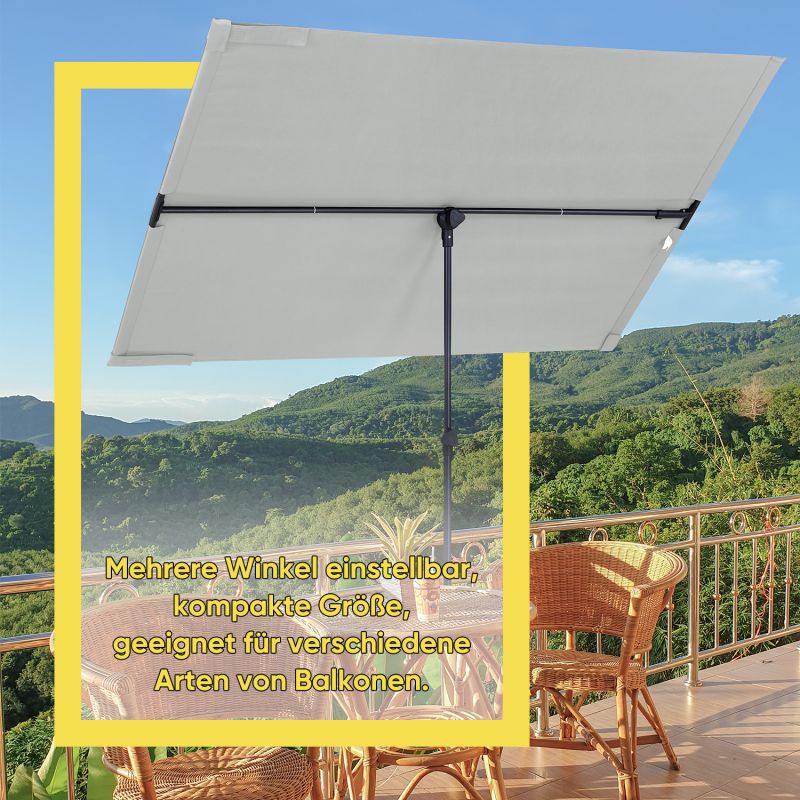 Sekey 180 x 130 cm balcony umbrella rectangular, individually adjustable, sun protection UV50+