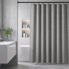 Sekey Hellgrau Duschvorhang 180 × 200 cm, Textil Badewannenvorhang in Leinenoptik, Wasserabweisend & Waschbar, 100 % Polyester, mit Beschwerungsband & 12 Edelstahlringen