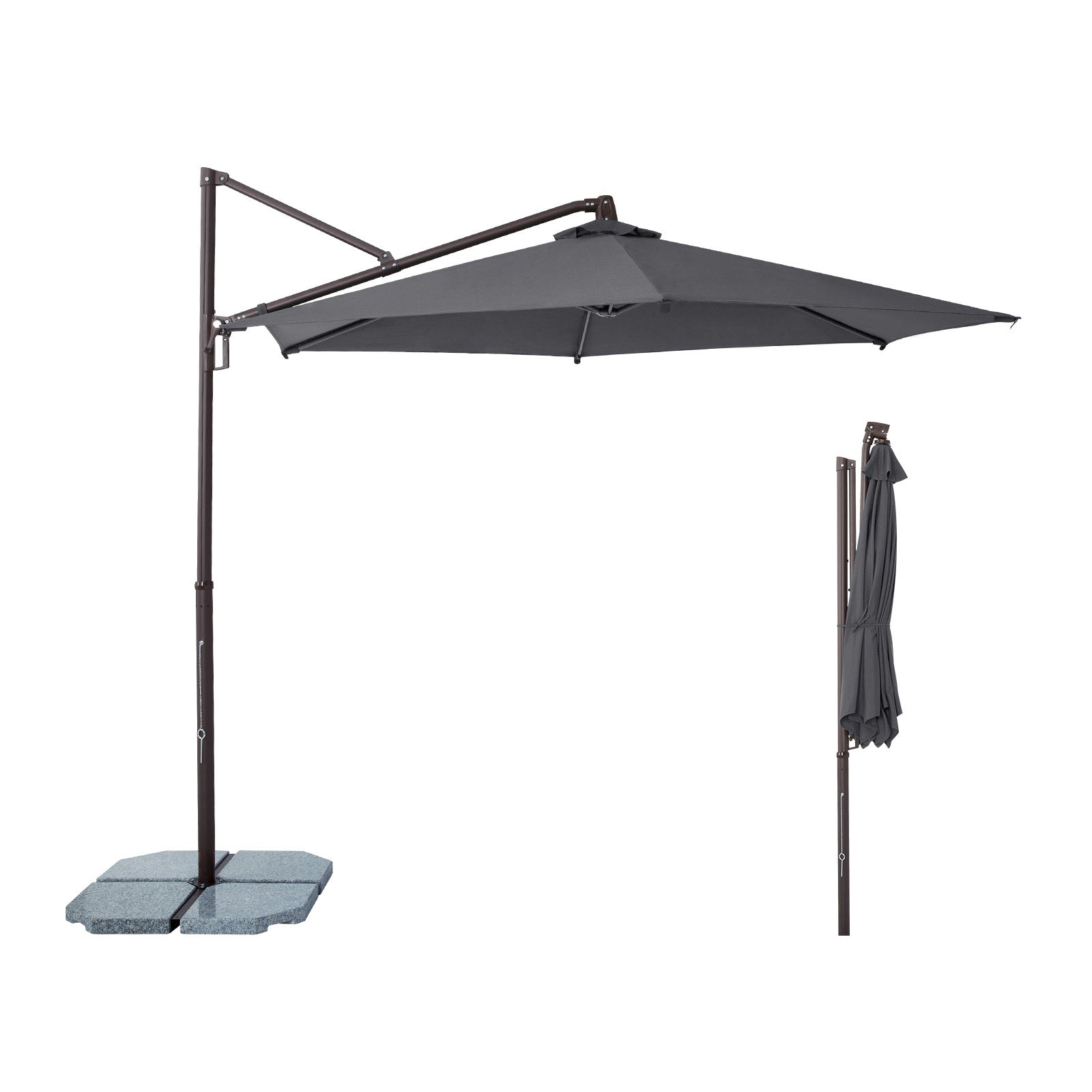 Sekey Ampelschirm 300 cm – Aluminium Sonnenschirm mit 360° Drehung, Neigefunktion, UV50+ Schutz