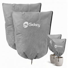 Sekey Winterschutzhauben für Pflanzen mit Reißverschluss & Zugband – Frostschutz aus 80 g/m² Vlies, 5 Größen, Beige, Grau & Weiß, 3er-Set