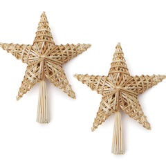 Salcar Weihnachtsbaumspitze Stern aus Naturstroh – 25 cm, 3D-Effekt – Klassischer Weihnachtsbaumschmuck, wiederverwendbar