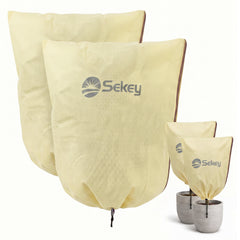 Sekey Winterschutzhauben für Pflanzen mit Reißverschluss & Zugband – Frostschutz aus 80 g/m² Vlies, 5 Größen, Beige, Grau & Weiß, 3er-Set
