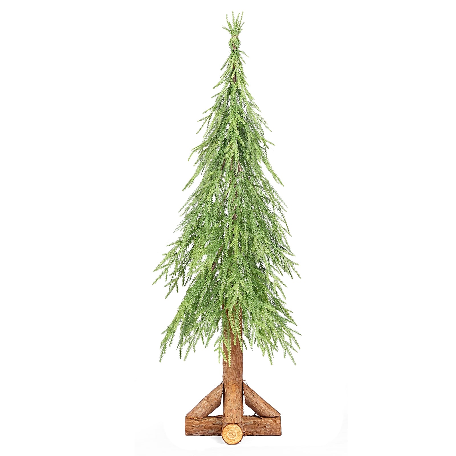 Salcar Künstlicher Weihnachtsbaum mit echtem Holzstamm – 100 % PE, zartgrün – 90 cm / 120 cm, naturgetreu & pflegeleicht