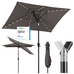 Rectangular parasol 300 x 200 cm garden umbrella with LED solar lighting