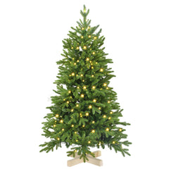 Salcar Künstlicher Weihnachtsbaum mit LED-Beleuchtung und Echtholzfuß – 120 bis 210 cm