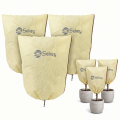 Sekey Winterschutzhauben für Pflanzen mit Reißverschluss & Zugband – Frostschutz aus 80 g/m² Vlies, 5 Größen, Beige, Grau & Weiß, 3er-Set