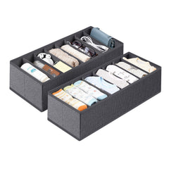Sekey Schubladen-Organizer Set 8 Fächer, Vliesstoff, 2 Größen (19×40×11 cm & 22×51×11 cm), für Kleidung, Accessoires & Alltagsartikel