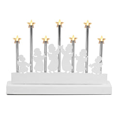 Salcar LED Lichterbogen mit 7 Sternen & 6 Engeln – Warmweißes Licht, Batteriebetrieben mit Timer – Weihnachtsdeko für Tisch & Fenster, ca. 32 cm