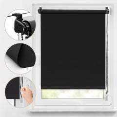 Sekey Verdunkelungsrollo ohne Bohren in Schwarz – Seitenzugrollo mit 100 % Lichtschutz, Klemmfix