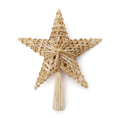 Salcar Weihnachtsbaumspitze Stern aus Naturstroh – 25 cm, 3D-Effekt – Klassischer Weihnachtsbaumschmuck, wiederverwendbar