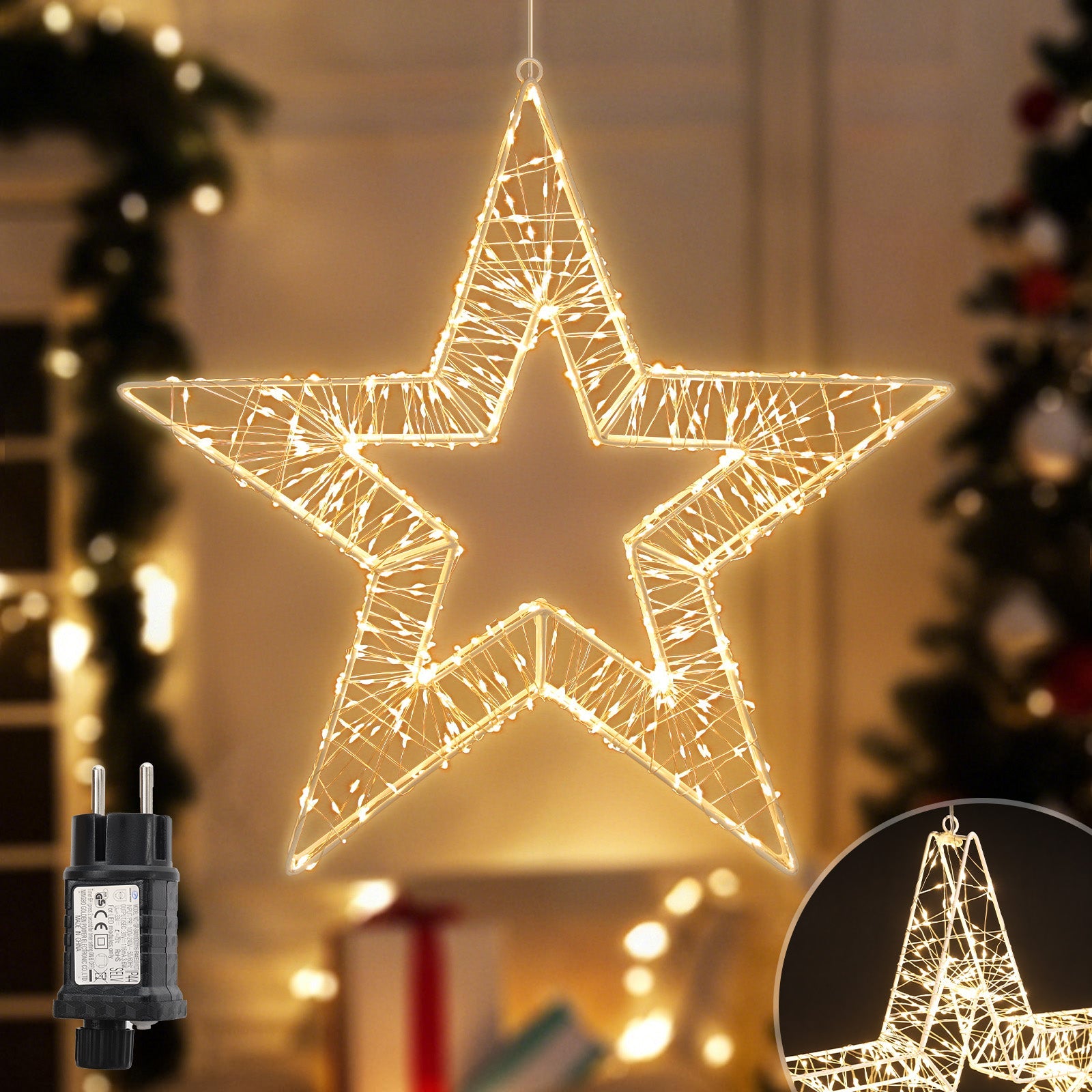 Salcar LED Weihnachtsstern 45 cm, Metall Leuchtstern mit 720 LEDs, 8 – sekeymall