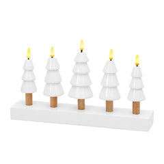 Salcar LED Weihnachtskerzenbaum – 5-flammiger Tischleuchter aus Holz, Warmweiß – Batteriebetriebenes LED Dekolicht für Advent & Weihnachten