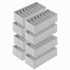 Sekey Schubladen Organizer – 22 × 51 × 11 cm, je 8 Fächer, faltbare Stoffboxen für Unterwäsche & Socken