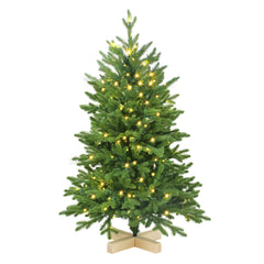 Salcar Künstlicher Weihnachtsbaum mit LED-Beleuchtung und Echtholzfuß – 120 bis 210 cm