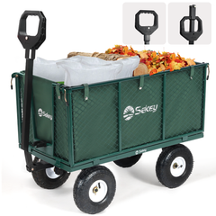Sekey 3-in-1 Bollerwagen 500 kg – Gartenwagen mit abnehmbaren Seitenwänden & 10-Zoll-Gummireifen, leise & rostfrei, schnelle Montage in 8 Minuten, Plattform- & Transportwagen
