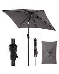 Sunula Sonnenschirm Rechteck 210x140 cm mit Kurbelsystem – stabiler 38 mm Stahlrohr Marktschirm mit Neigefunktion für Balkon, Terrasse & Garten