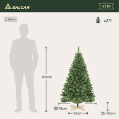 SALCAR Künstlicher Weihnachtsbaum 120/150/180/210 cm – Nordmanntanne-Optik mit Holzständer, Premium-Tannenbaum aus PVC mit runden Zweigspitzen