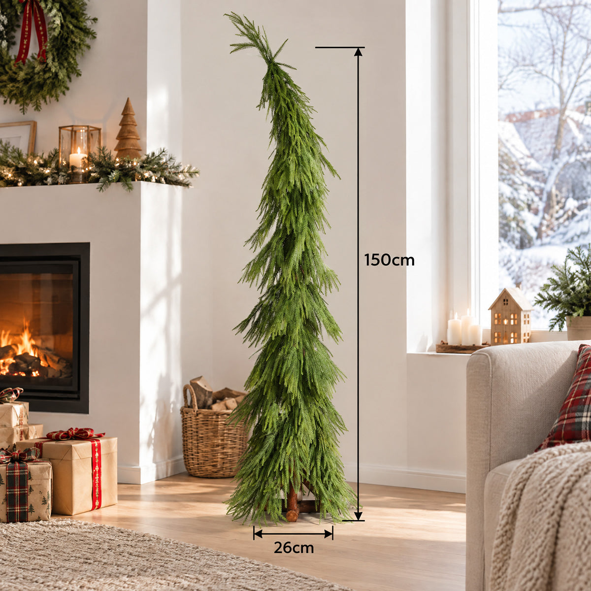 Salcar Artificial Christmas Tree with Wooden Stand – 100% PE, soft green &amp; lifelike – 120 cm / 150 cm, easy to care for &amp; stable