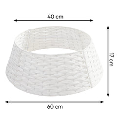 Salcar Weihnachtsbaumdecke aus Poly-Rattan in Weiß – Eleganter Weihnachtsbaumrock, Ø 60 / 66 cm, Stilvolle Abdeckung für den Baumständer