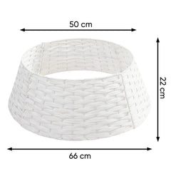 Salcar Weihnachtsbaumdecke aus Poly-Rattan in Weiß – Eleganter Weihnachtsbaumrock, Ø 60 / 66 cm, Stilvolle Abdeckung für den Baumständer