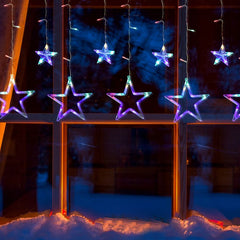Salcar 2 x 1 m LED Lichtervorhang mit 12 Sternen, 138 LEDs, 31V GS-zertifizierte Stromversorgung
