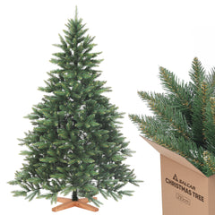 SALCAR Künstlicher Weihnachtsbaum mit Holzständer, 150/180/210 cm, Realistischer PVC Christbaum, Pflegeleicht & Hochwertige Weihnachtsdekoration für Innenräume