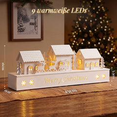 Salcar LED Weihnachtsdorf Schwibbogen – 43 cm, 8 LEDs, Batteriebetrieben, Fensterdeko Weihnachten