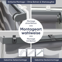 Sekey Doppelrollo Wellenmuster Duo-Rollo Klemmfix ohne Bohren - Lichtdurchlässig & Blickdicht, Fensterrollo für Wohnzimmer, Schlafzimmer & Büro Sekey