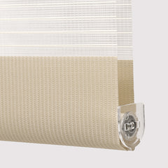 Sekey Doppelrollo Duo Rollo Klemmfix ohne Bohren Zweifarbiges Zebra Rollo in Hellbraun & Dunkelbraun mit extra breiten Stoffbahnen