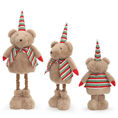 Salcar Weihnachtsfigur Plüsch-Bär 55–70 cm – Stehende Weihnachtsdeko mit verstellbaren Teleskopbeinen, Weicher Plüschbär für Kamin, Fensterbank & Wohnzimmer