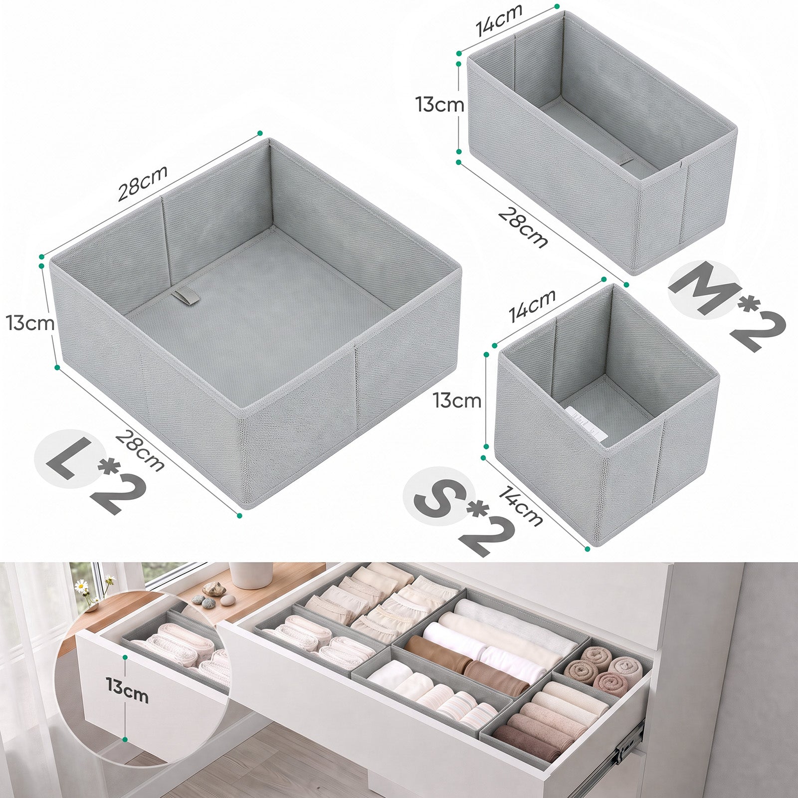 Sekey Aufbewahrungsboxen Set 6er Set aus Vliesstoff – Faltbare Stoffbo – sekeymall