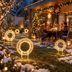 Salcar LED Lichterkranz 3D Metall – Weihnachtskranz mit warmweißen LEDs, Timer und 8 Lichtmodi