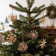 Salcar 24-piece straw star set – Handmade Christmas tree decorations made from natural straw for sustainable and festive Christmas decoration