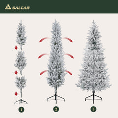 Salcar Halb-Weihnachtsbaum mit Schnee 180/210 cm – Künstlicher Christbaum aus 100 % PE