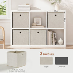 Sekey 6er Set Aufbewahrungsboxen Beige 30 × 30 × 30 cm – Faltbare Stoffboxen mit Griff für Regal & Schrank